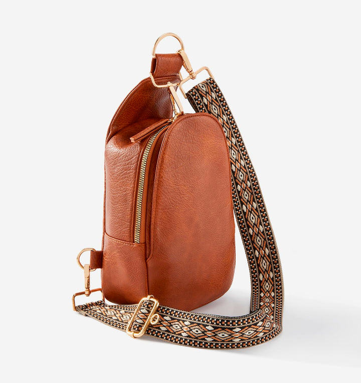 Interchangeable Bag Strap  Bold Woven Design with Gold Clasps Brown and Black 