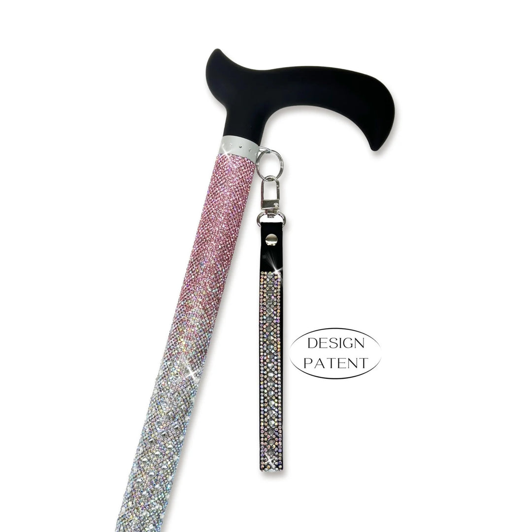 JACQUELINE KENT FANCY WALKING CANE WITH RHINESTONES - OMBRE PINK