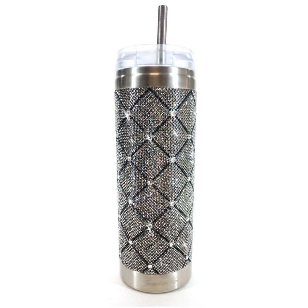 JACQUELINE KENT FANCY RHINESTONE TUMBLER -  HEMATITE LATTICE 