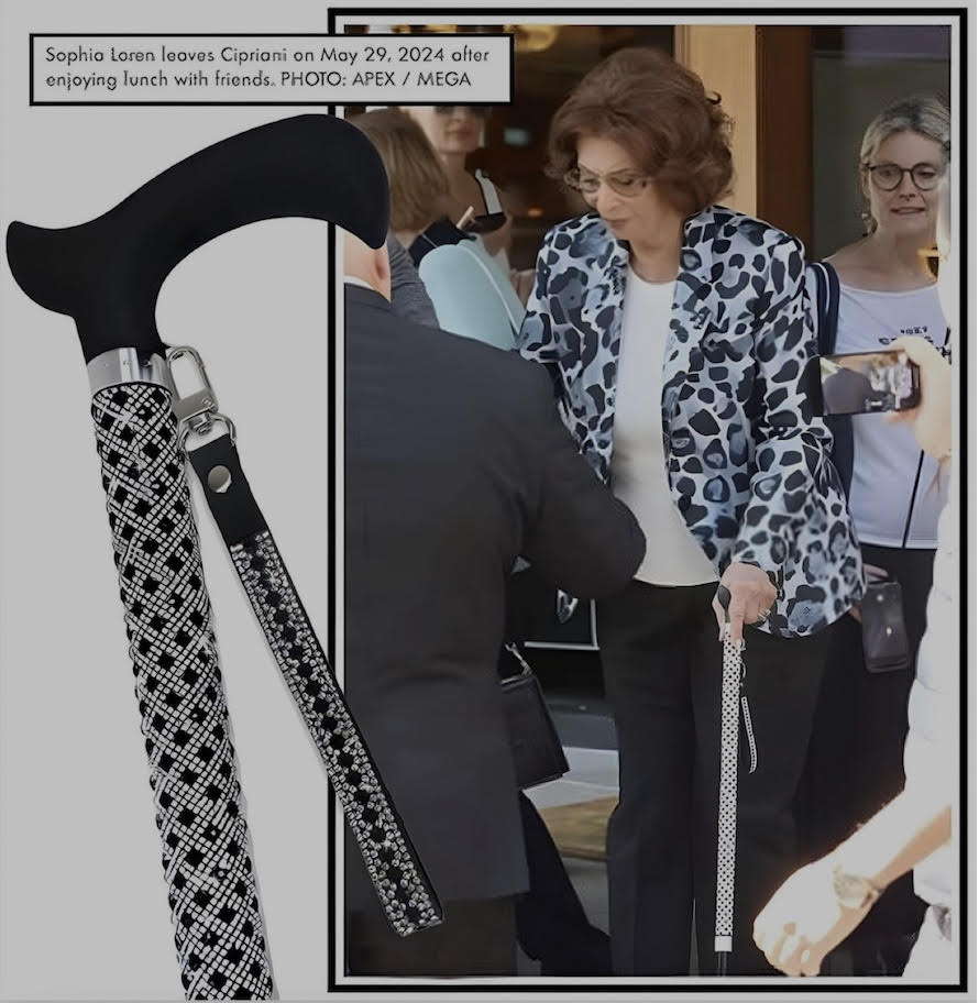 Jacqueline Kent Fancy Walking Cane - Rhinestone Encrusted used by Sophia Loren