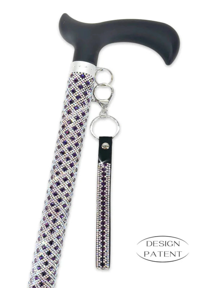 Jacqueline Kent Fancy Walking Cane - Rhinestone Encrusted Purple