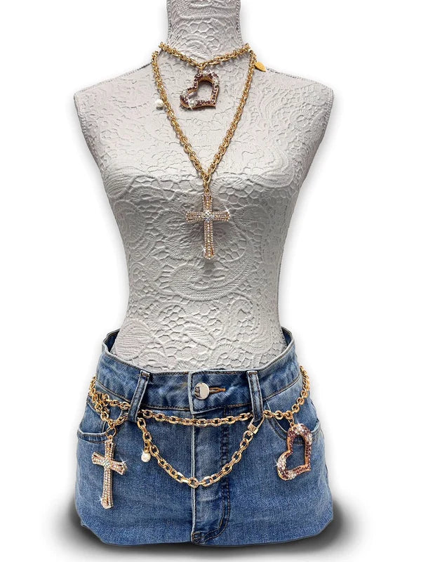 3 IN 1 BELT/NECKLACE CROSS MY HEART -  Jacqueline Kent