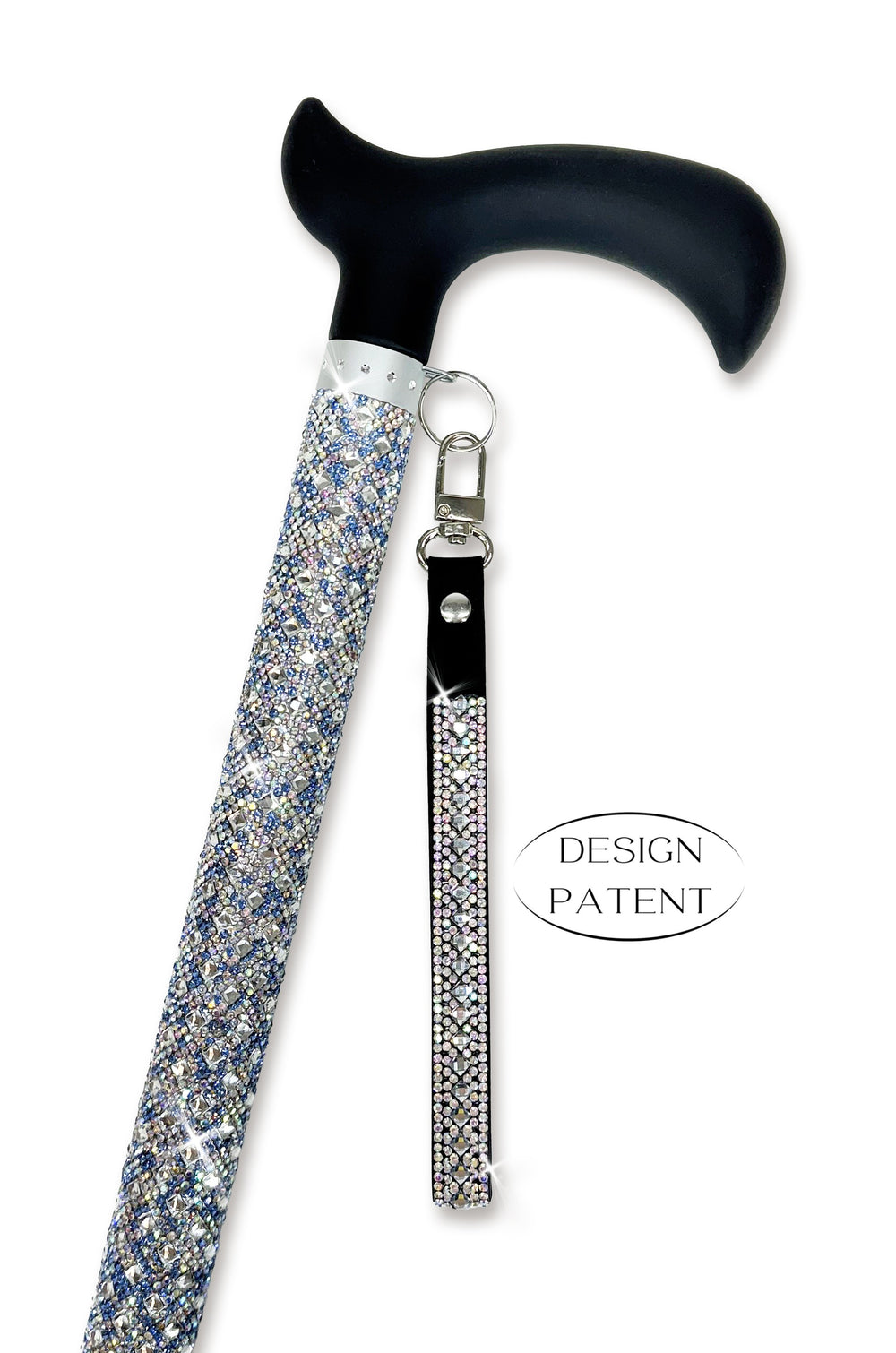 Jacqueline Kent fancy women's walking cane with rhinestones - azure