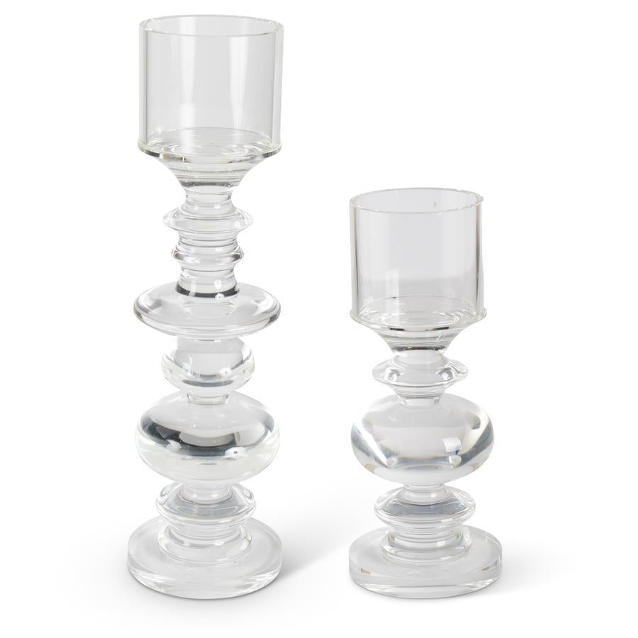 Elegant Glass Finial Large Candle Holders