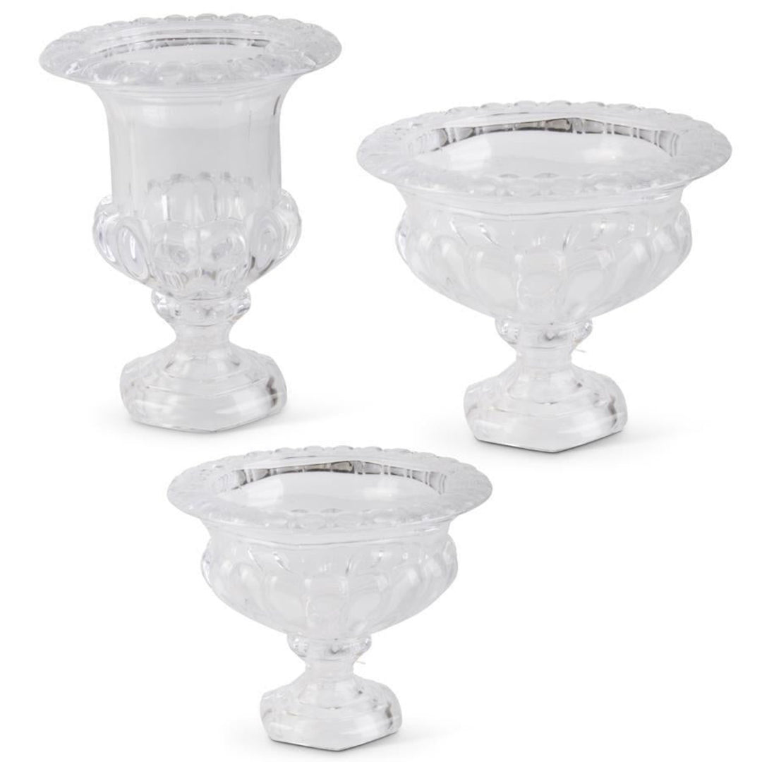 Elegant Crystal Pressed Glass Urns