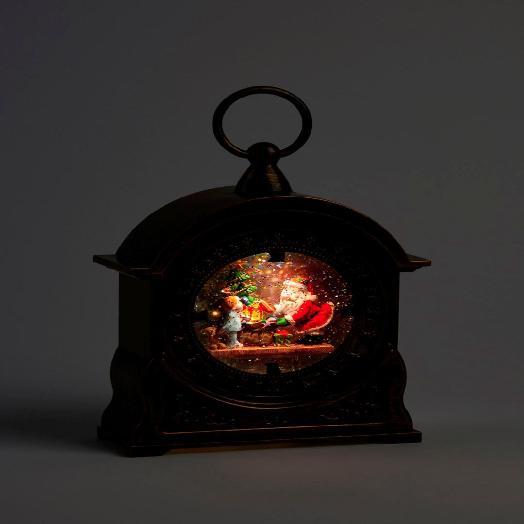 LED Clock Lantern with Santa