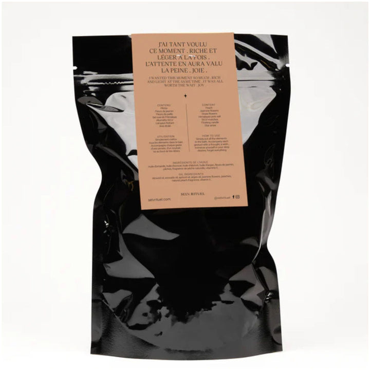 SELV Rituel LUV Immersive Bath Ritual Kit packaging showing peach bath ritual contents and directions