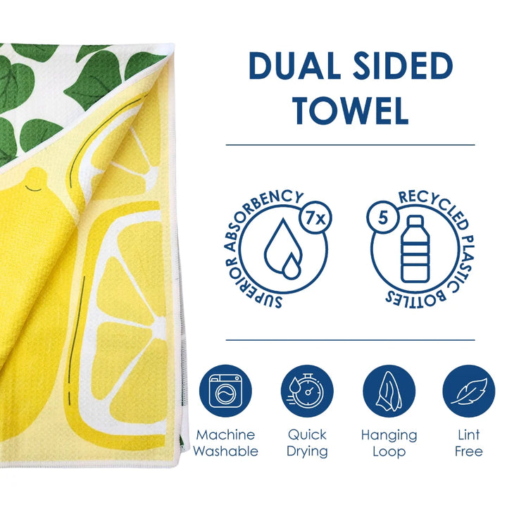 Lemons Dual Sided Tea Towel Ultra Absorbent and Eco-Friendly