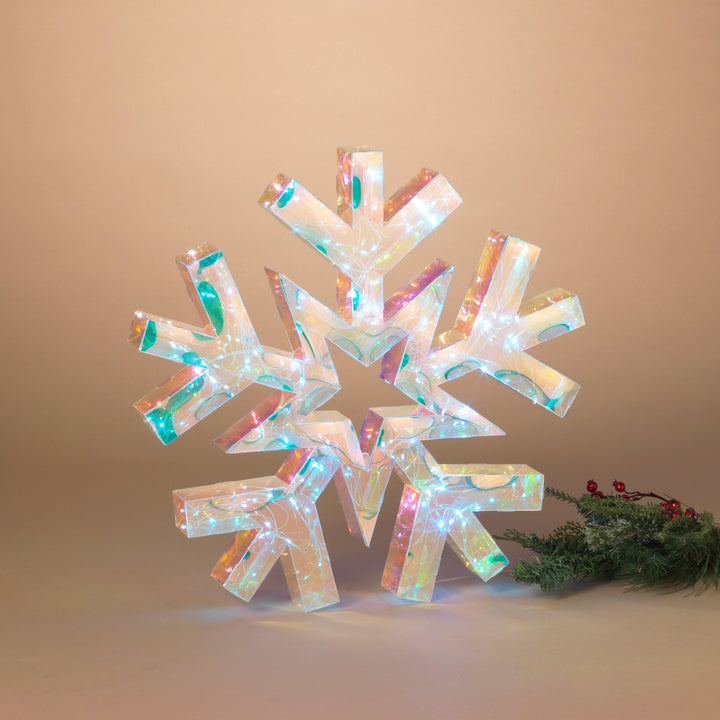 Lighted Holographic Snowflake Decor with Remote