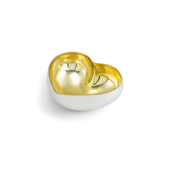 Nickle-plated Gold and silver heart-shaped bowl  or trinket dish. Handmade heart dish