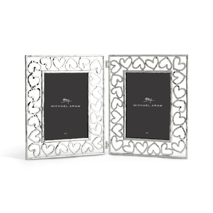 Michael Aram Heart Frame Collection silver hinged 5x7