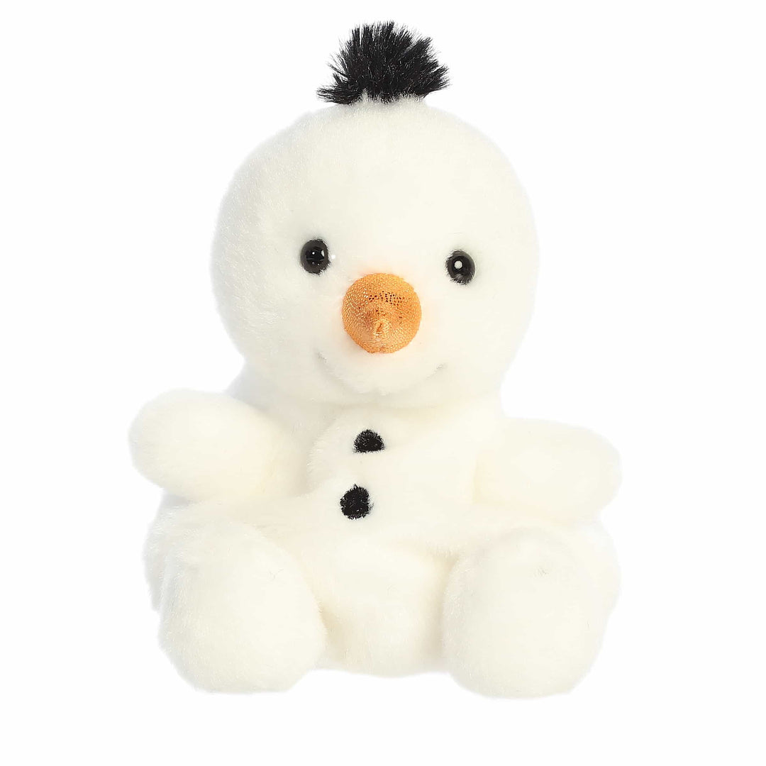 White plush snowman with black buttons and an orange carrot nose - palm pals freeze snowman