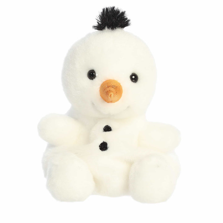 White plush snowman with black buttons and an orange carrot nose - palm pals freeze snowman