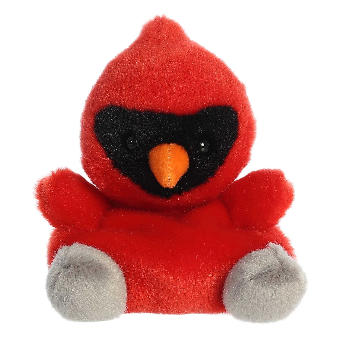 Red plush cardinal bird with a black face and orange beak - Palm Pals Lous Cardinal