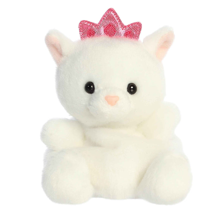 White plush cat toy with a pink bow - Palm Pals Priscilla Princess Kitty Cat