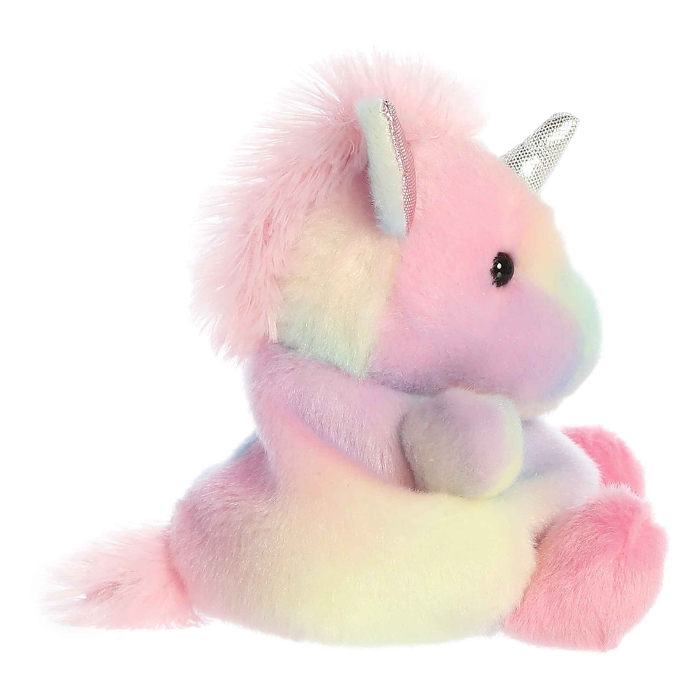 Multi Pastel-colored unicorn plush toy Palm Pals Sorbet Unicorn sideview