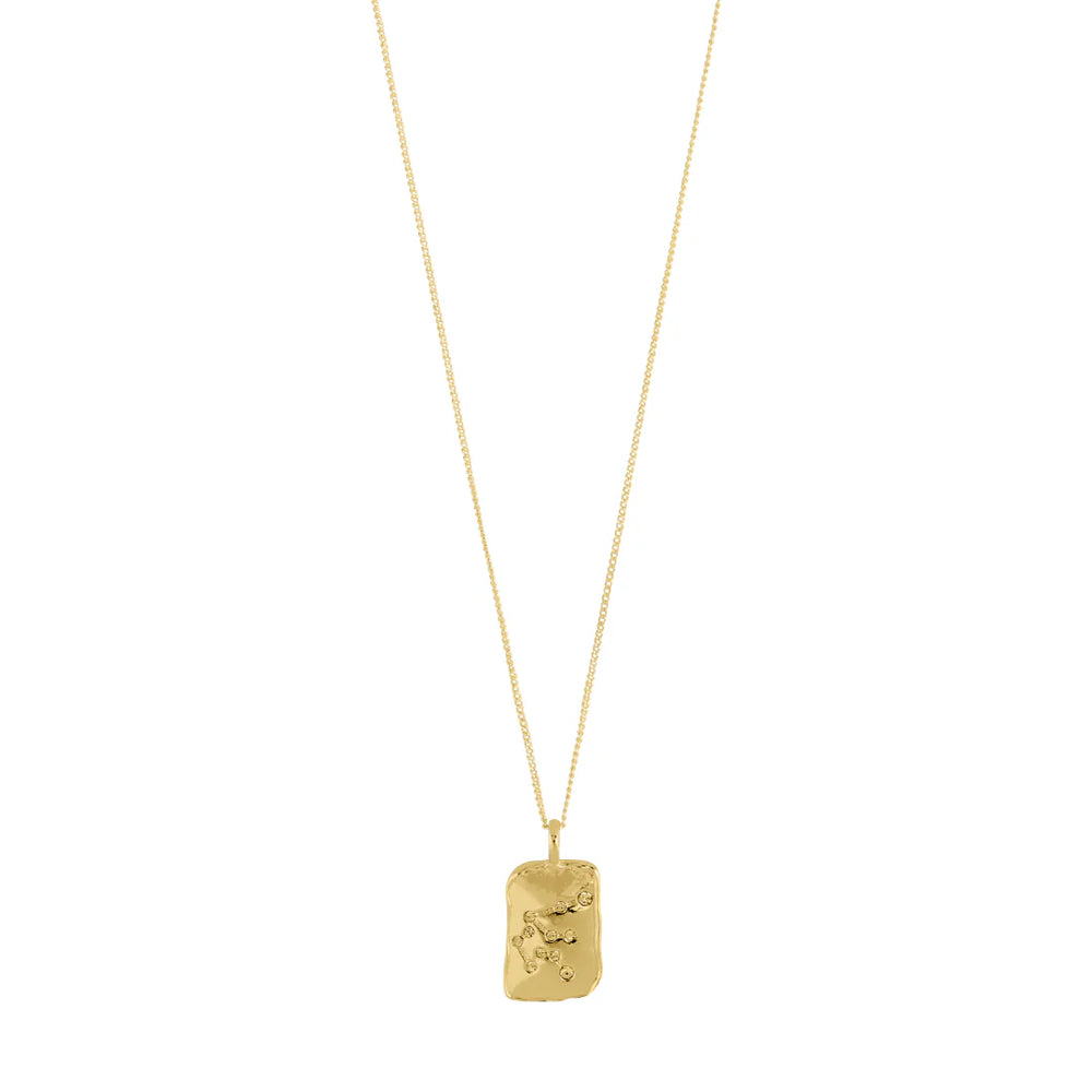 Pilgrim Jewelry AQUARIUS Recycled Zodiac Sign Necklace  Gold Plated