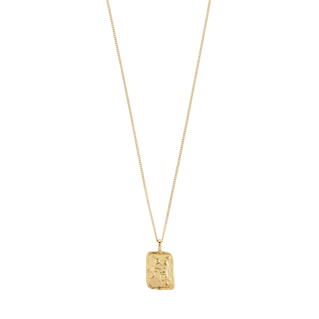 Pilgrim Jewelry AQUARIUS Recycled Zodiac Sign Necklace  Gold Plated