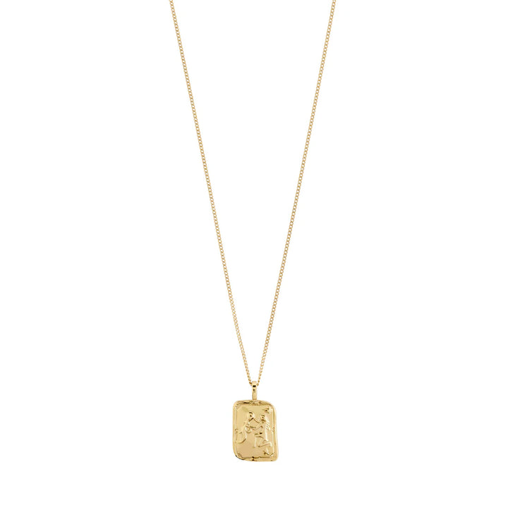 Pilgrim Jewelry AQUARIUS Recycled Zodiac Sign Necklace  Gold Plated