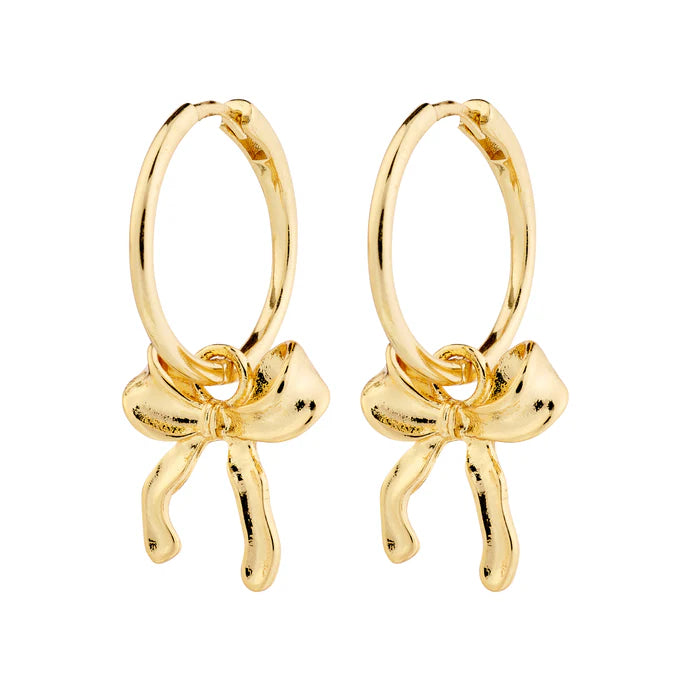 Pilgrim Jewelry CASSIAN Recycled Bow Hoop Earrings with Bow Gold Plated