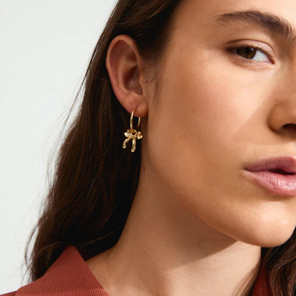 Pilgrim Jewelry CASSIAN Recycled Bow Hoop Earrings with Bow Gold Plated