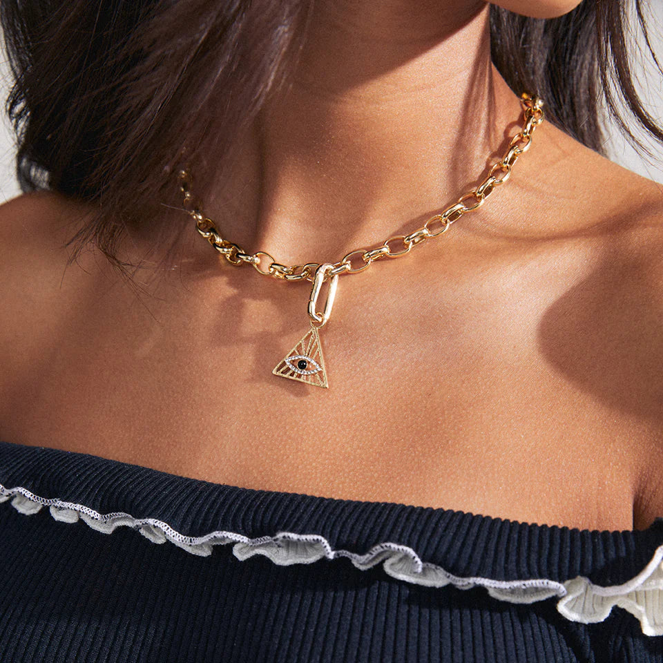 Pilgrim Jewelry CHARM Recycled Evil Eye Triangle Pendant Gold Plated