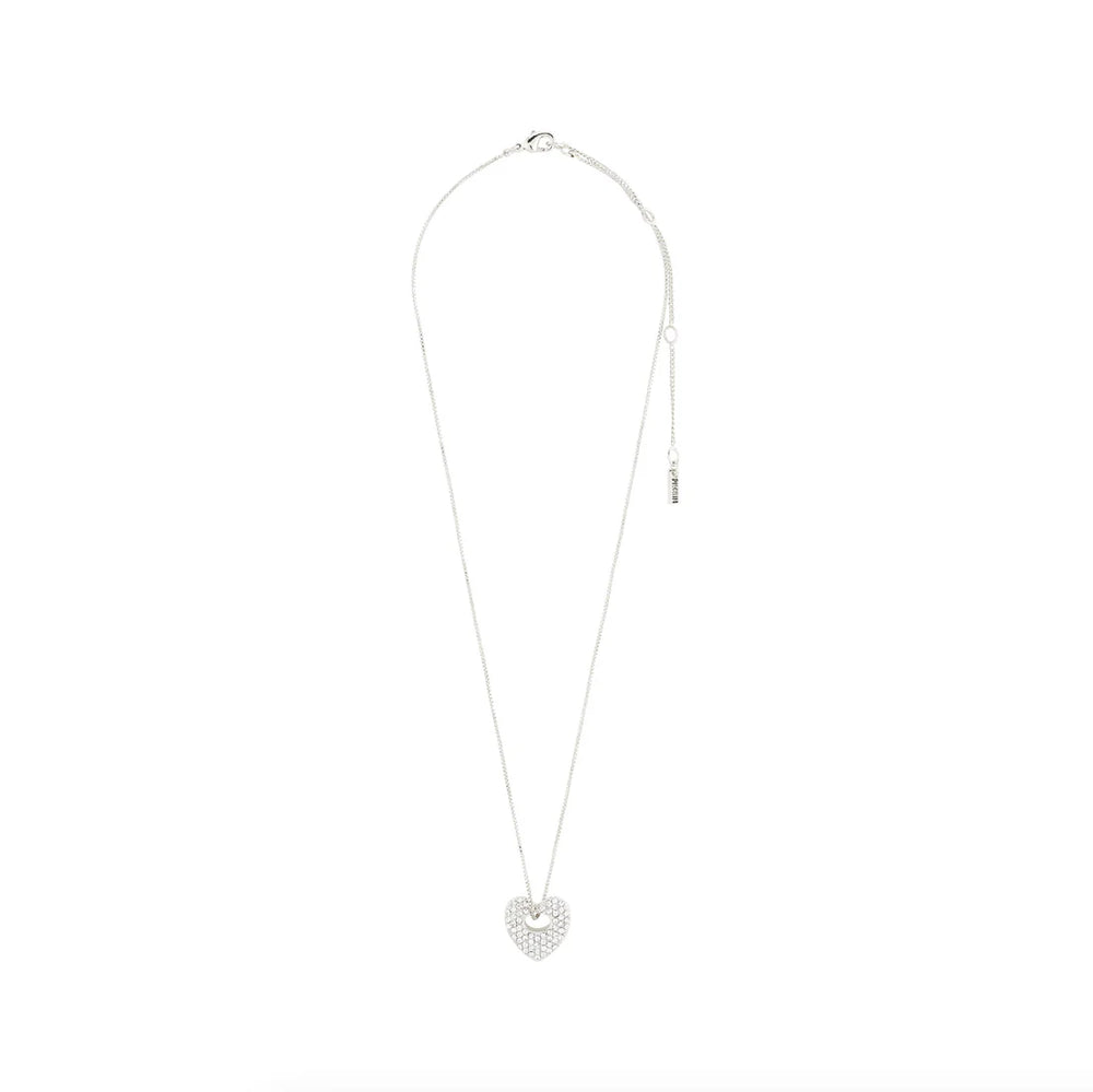 Pilgrim Jewelry DUNE Crystal Heart Necklace Silver Plated
