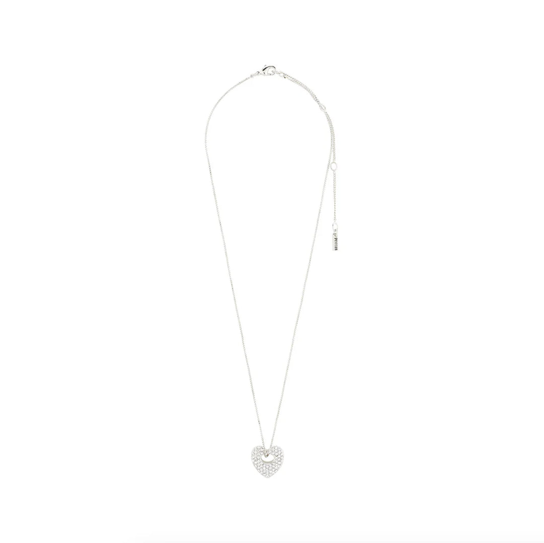 Pilgrim Jewelry DUNE Crystal Heart Necklace Silver Plated