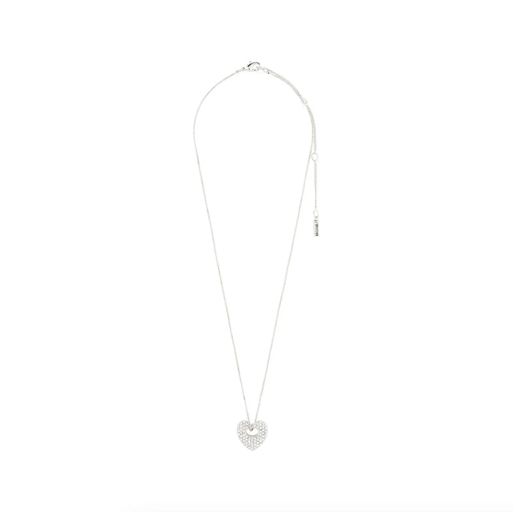 Pilgrim Jewelry DUNE Crystal Heart Necklace Silver Plated