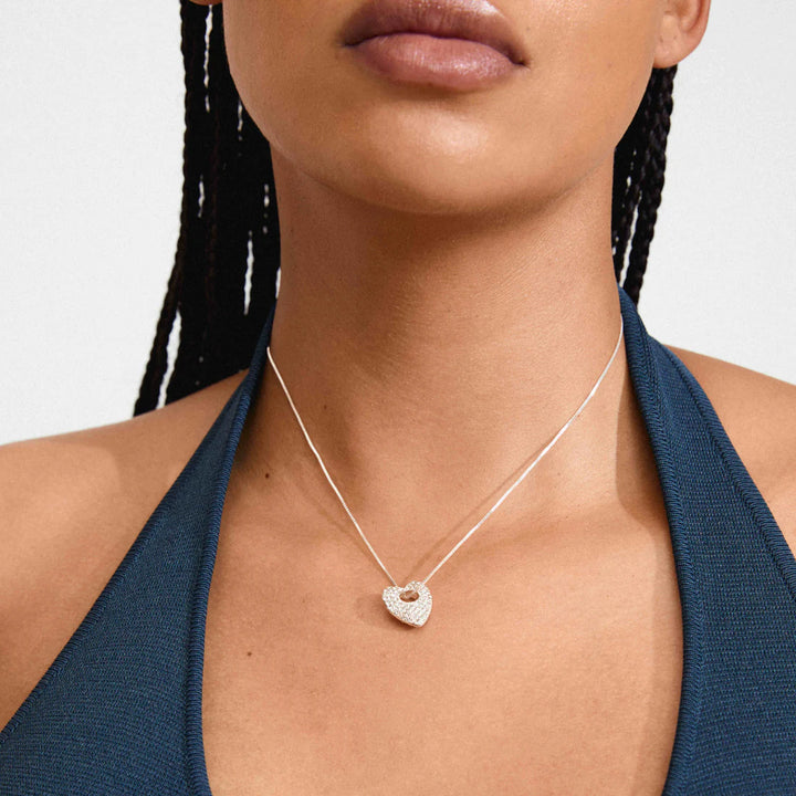 Pilgrim Jewelry DUNE Crystal Heart Necklace Silver Plated
