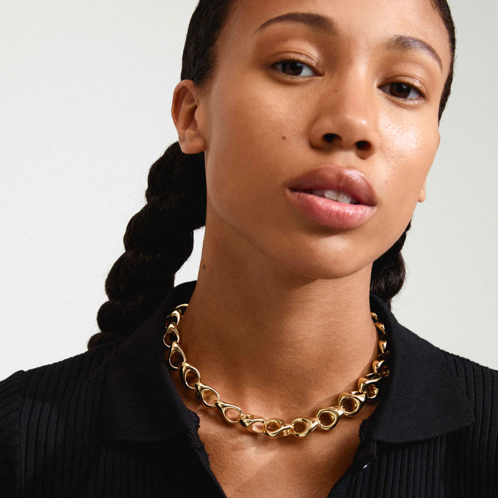Pilgrim Jewelry DUNE Recycled Chunky Links Necklace  Gold Plated