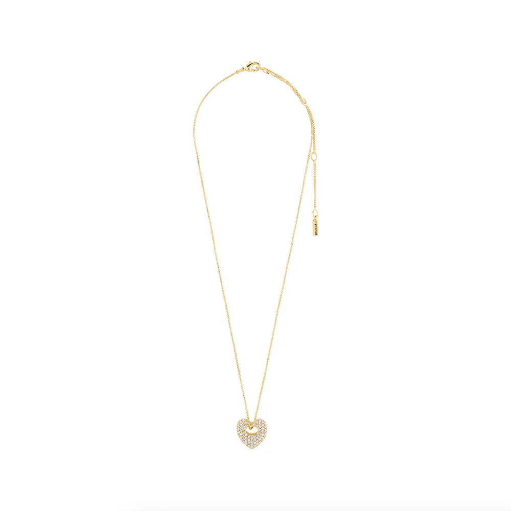 Pilgrim Jewelry DUNE Recycled Crystal Heart Necklace  Gold Plated