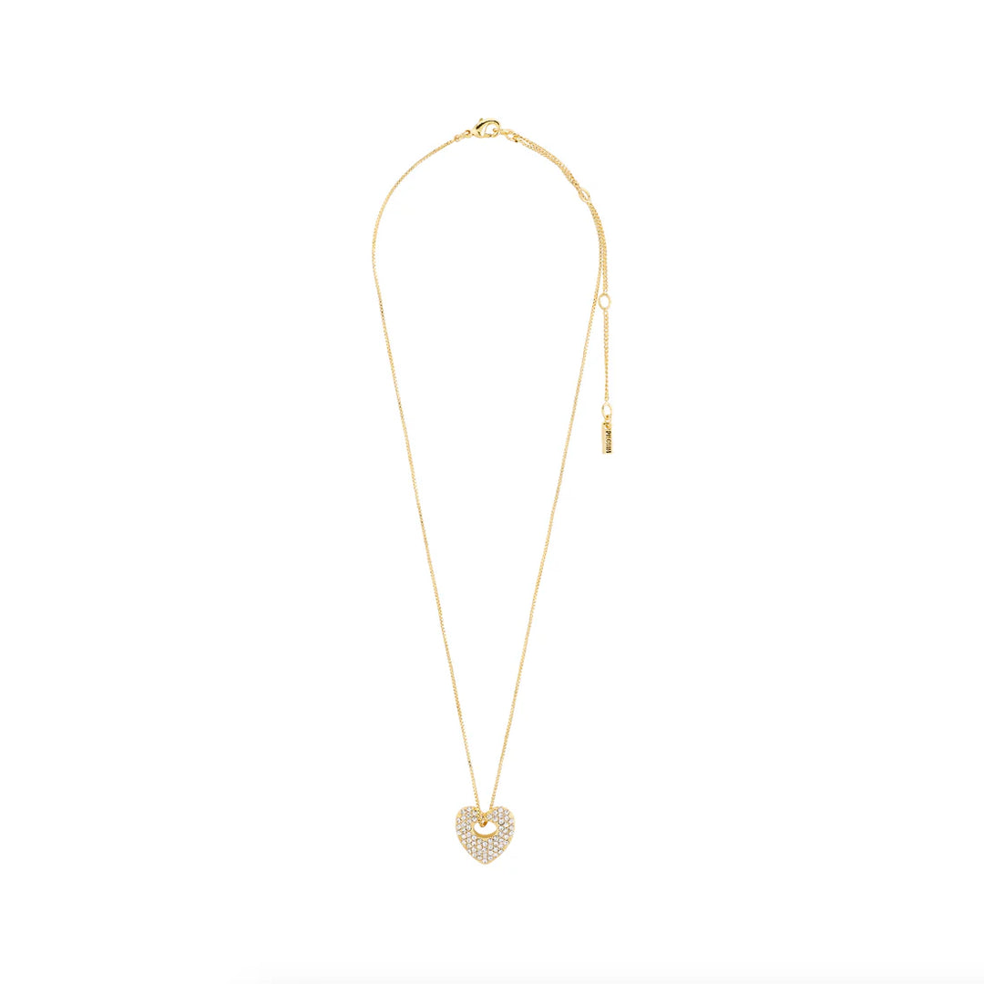 Pilgrim Jewelry DUNE Recycled Crystal Heart Necklace  Gold Plated