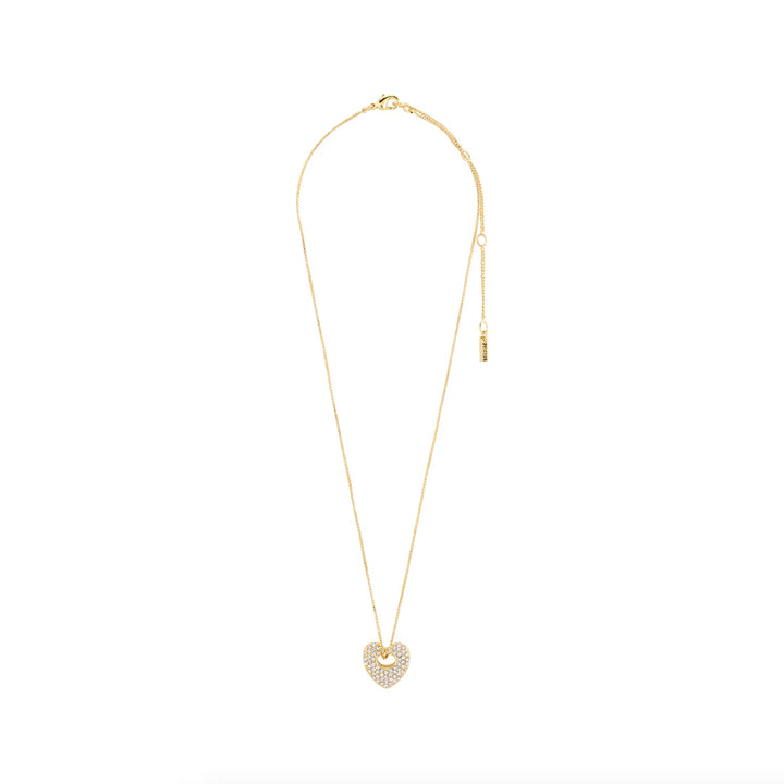 Pilgrim Jewelry DUNE Recycled Crystal Heart Necklace  Gold Plated