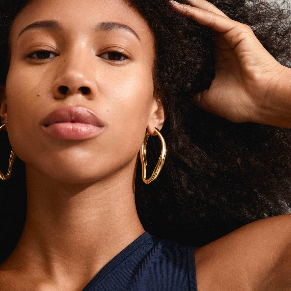 Pilgrim Jewelry DUNE Recycled Large Oval Hoop Earrings  Gold Plated