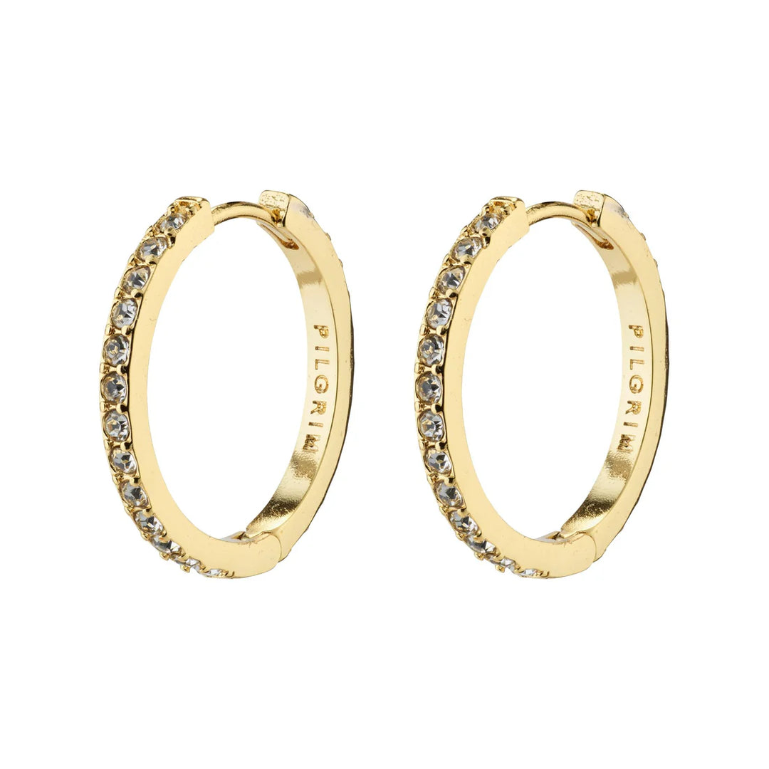Pilgrim Jewelry EBNA Medium Crystal Hoop Earrings  Gold Plated