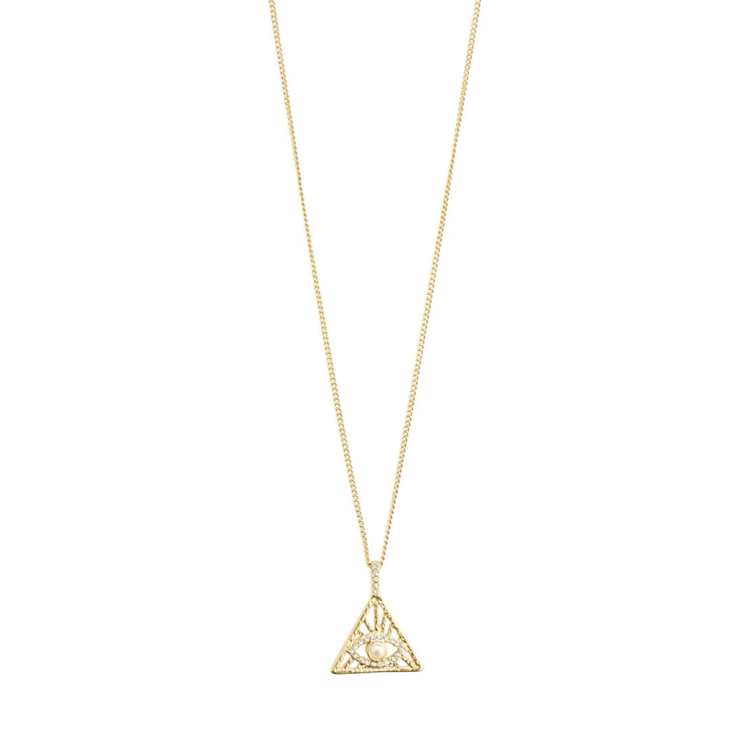 Pilgrim Jewelry FOCUS Recycled Focus Evil Eye Triangle Necklace Gold Plated