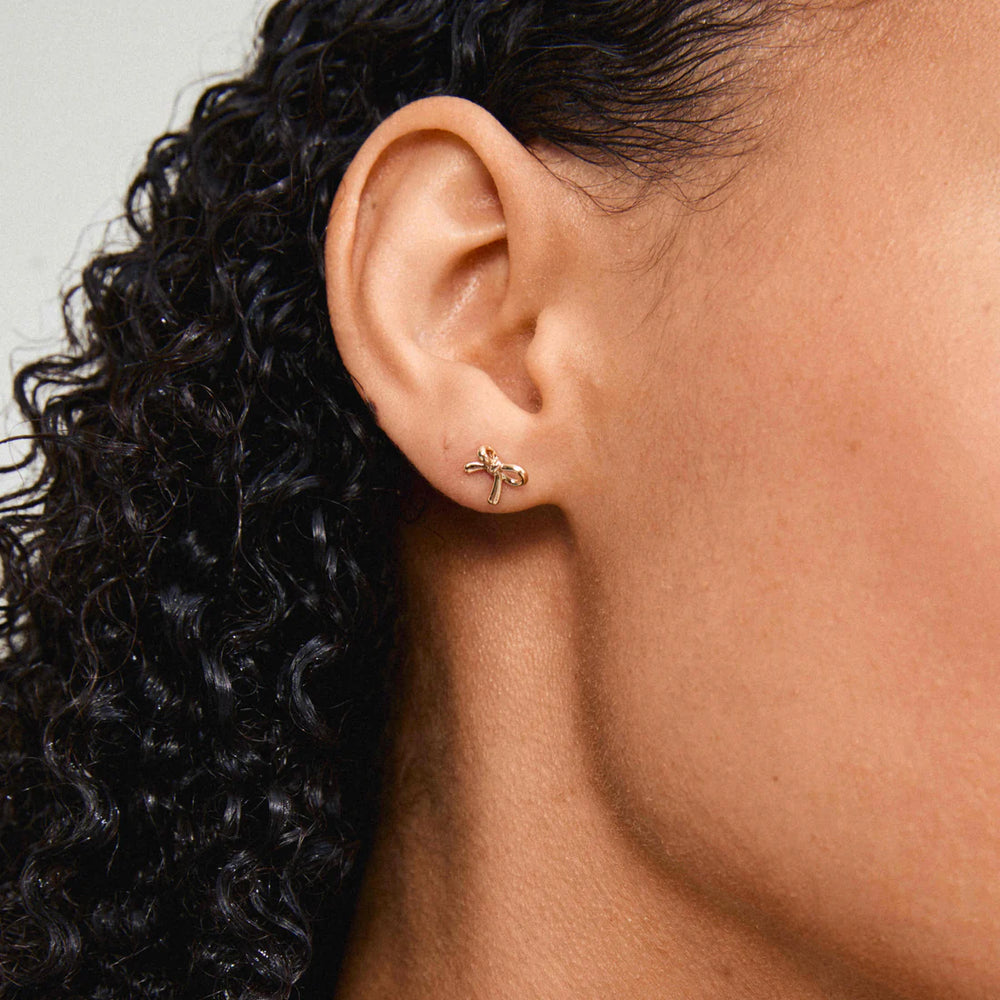 Pilgrim Jewelry LYSANDRA Recycled Micro Bow Earrings Gold Plated