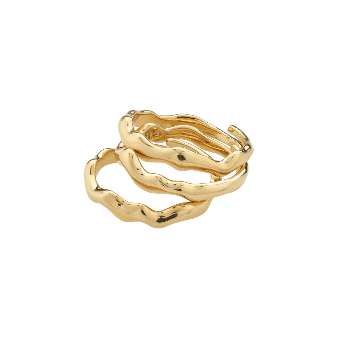 Pilgrim Jewelry PENELOPE Recycled Wavy Ring 3 in 1 Gold Plated Ring