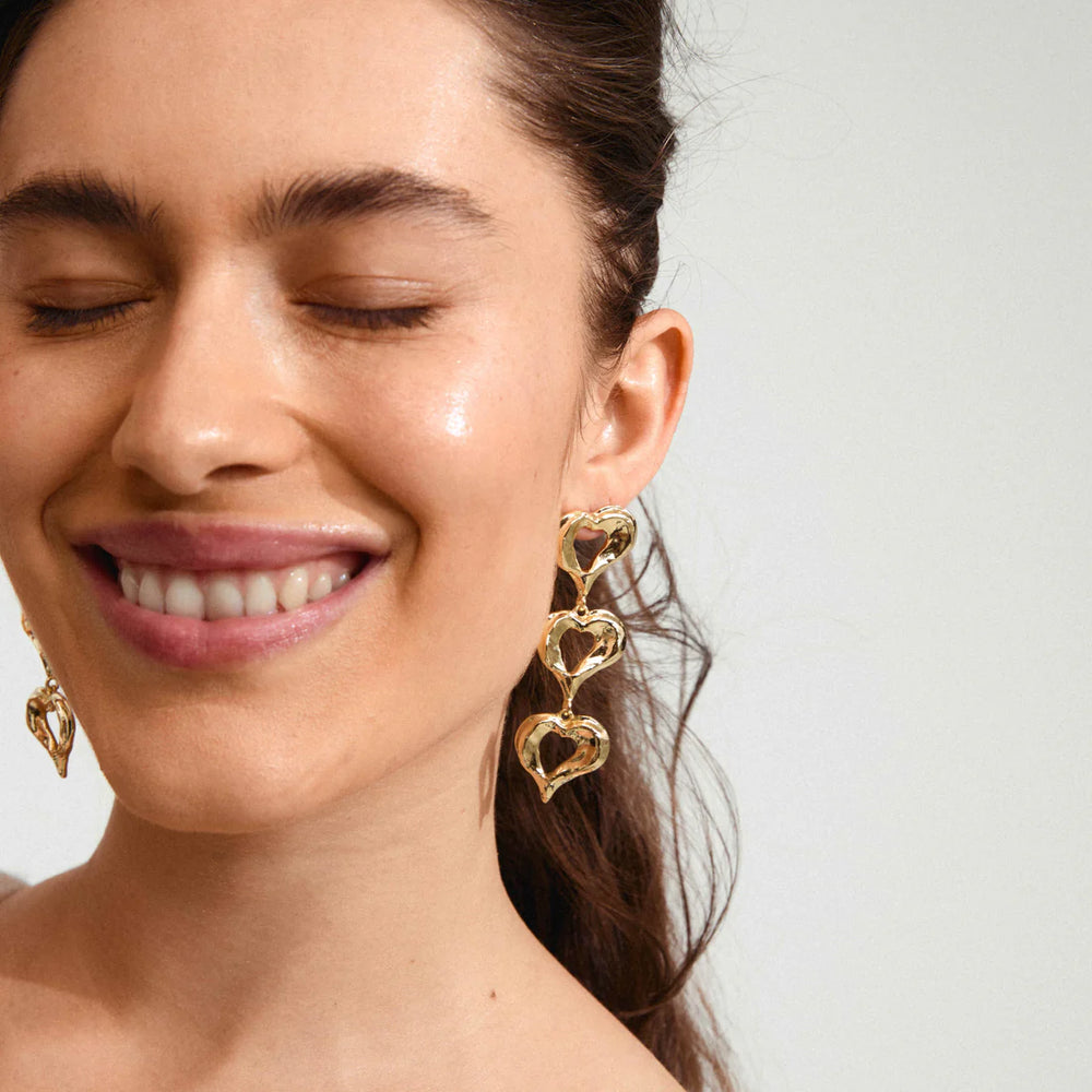 Pilgrim Jewelry TIDE Recycled Heart Dropped Earrings Gold Plated