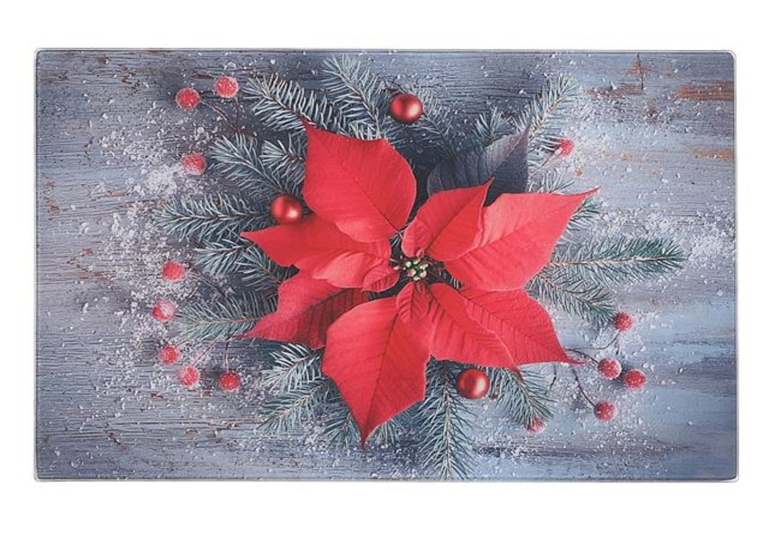 Poinsettia Glass Cutting Board