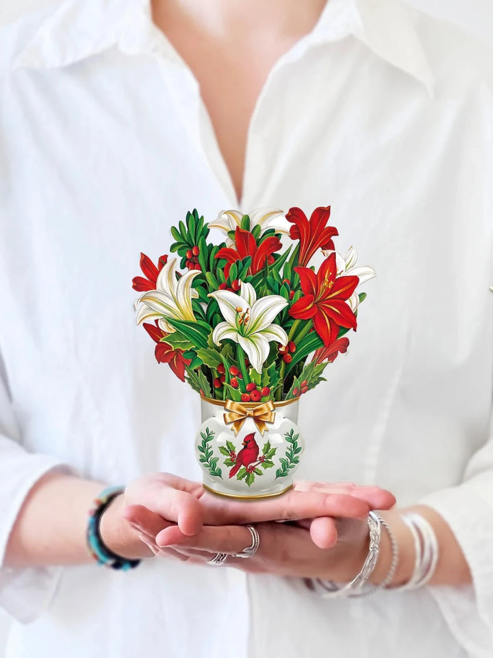 Pop Up Flower Bouquet Greeting Card - Mini Winter Joy