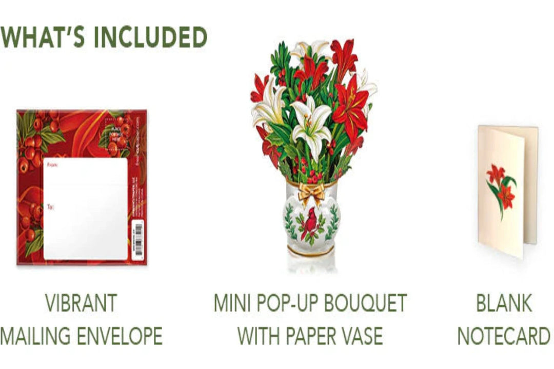 Pop Up Flower Bouquet Greeting Card - Mini Winter Joy