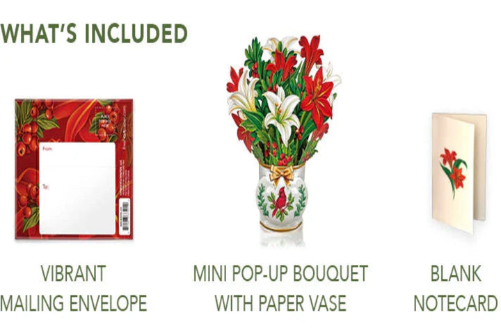 Pop Up Flower Bouquet Greeting Card - Mini Winter Joy