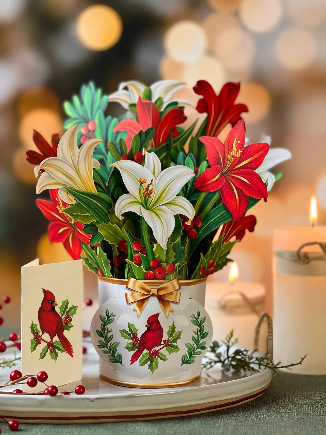 Pop Up Flower Bouquet Greeting Card - Winter Joy