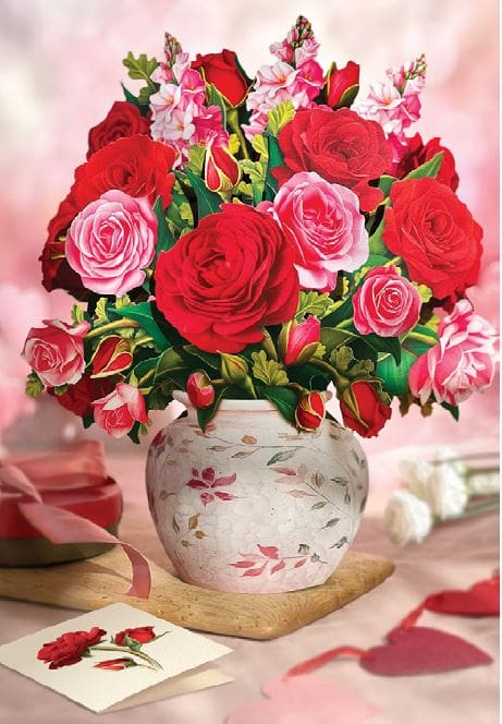 Pop Up Flower Bouquet  Greeting Card | Blooming Roses