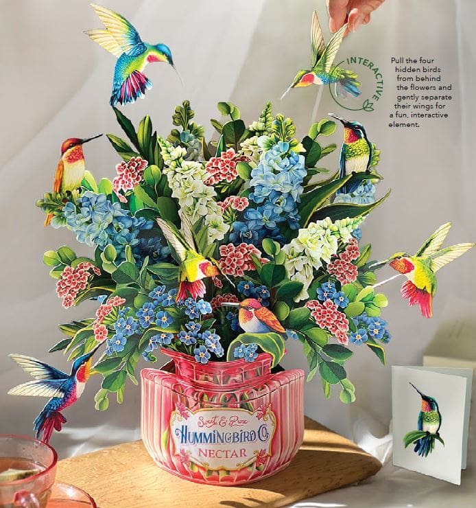 Pop Up Flower Bouquet  Greeting Card | Hummingbird Oasis