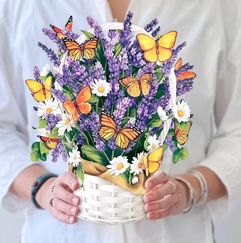 Pop Up Flower Bouquet  Greeting Card | Lavender and Butterflies
