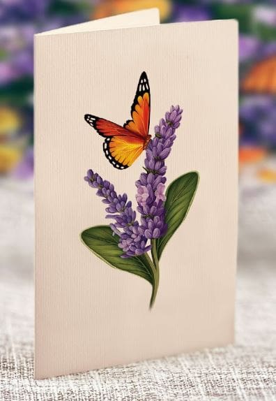 Pop Up Flower Bouquet  Greeting Card | Lavender and Butterflies