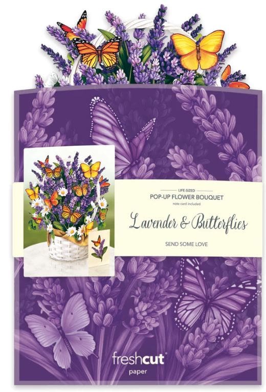 Pop Up Flower Bouquet  Greeting Card | Lavender and Butterflies